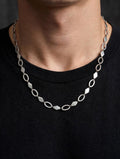 AURELIA - Diamond Oval Link Chain Necklace | Silver