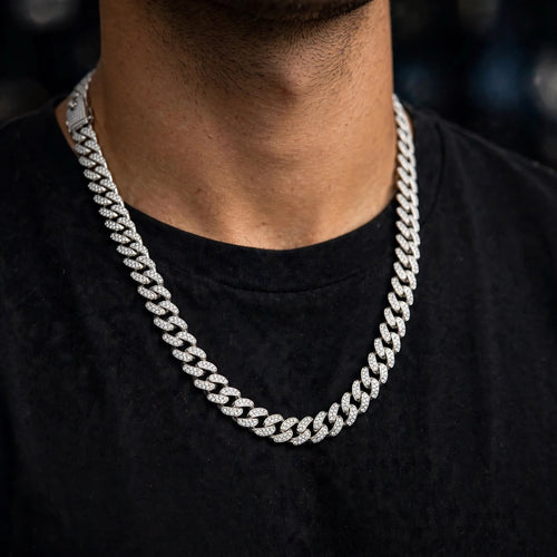 Iced Out Cuban Link Chain | Premium Hip Hop Chain for Men | Silver