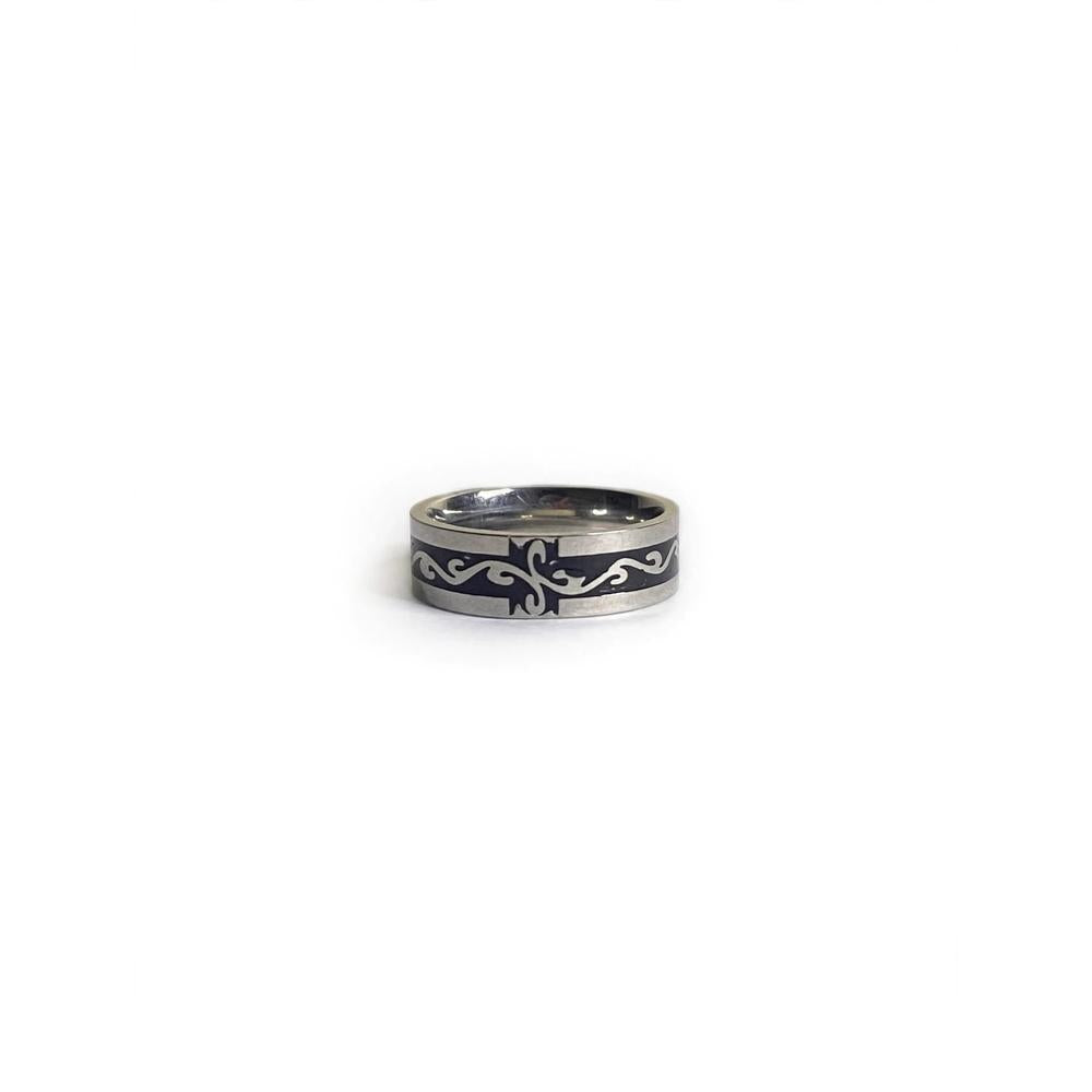 Cross inlay band ring