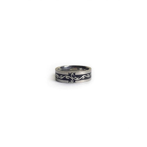 Cross inlay band ring